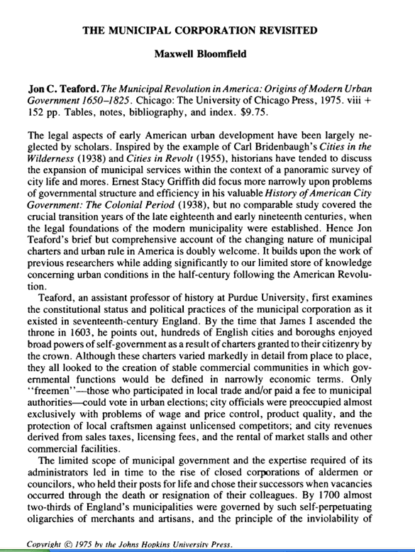 Municipal Corporation Revisited